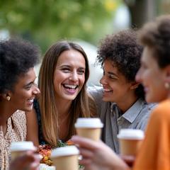 사람들과 즐겁게 교류하는 모습