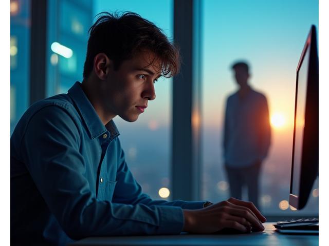 야근 없이 효율적으로 퇴근하는 IT 개발자 김민준 씨의 모습